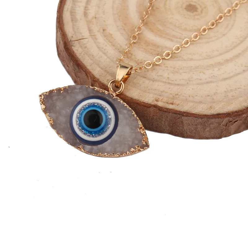 Новинка, ожерелье с кулоном из натурального камня «глаза сглаза» для женщин, длинная цепочка, хрустальное ожерелье с турецким глазом, ювелирное изделие для девочек на удачу