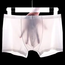 Men Ice Silk Boxer Briefs Man Transparent Underwear Seamless Boxer Shorts Man Sexy Panties Male Underpants Swimming Trunks Homme