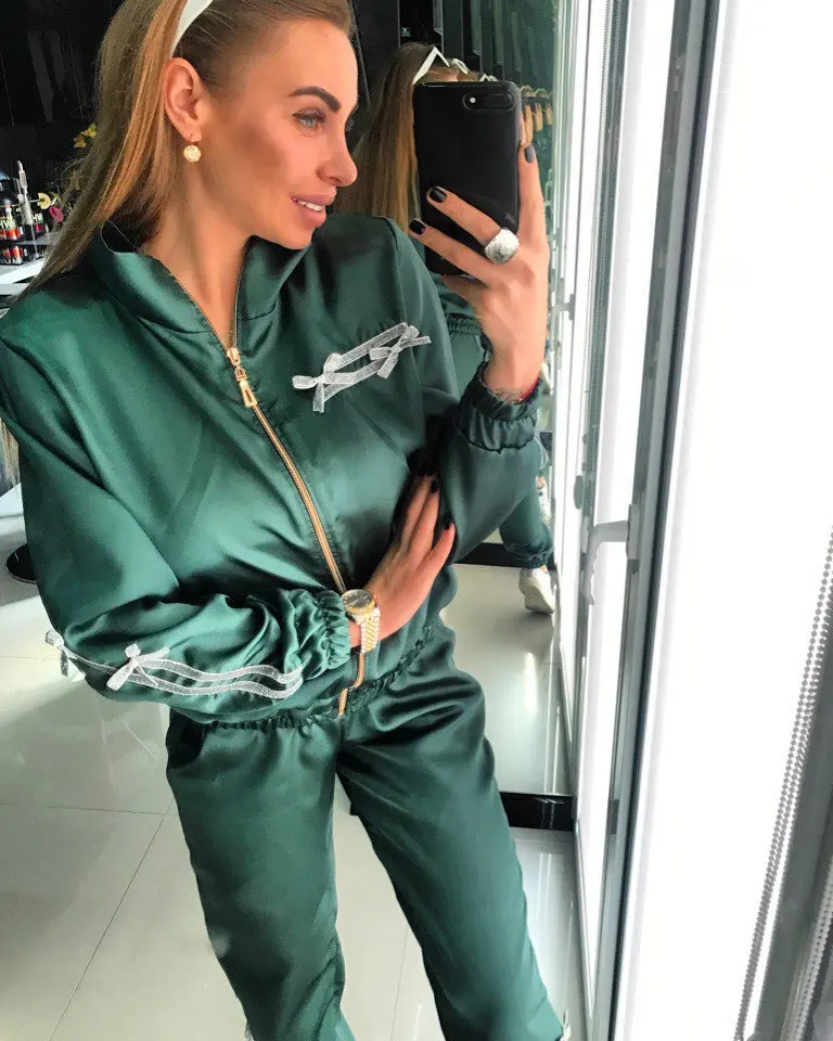 green Sfit женский костюм из двух предметов Зимний спортивный костюм офисные женские свободные повседневные спортивные комплекты Спортивный костюм для бега одежда для спортзала - Цвет: green