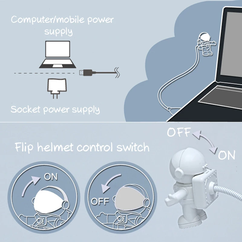 USB разъем астронавт клавиатура свет портативный светодиодный компьютер ноутбук освещение ночного света креативный подарок