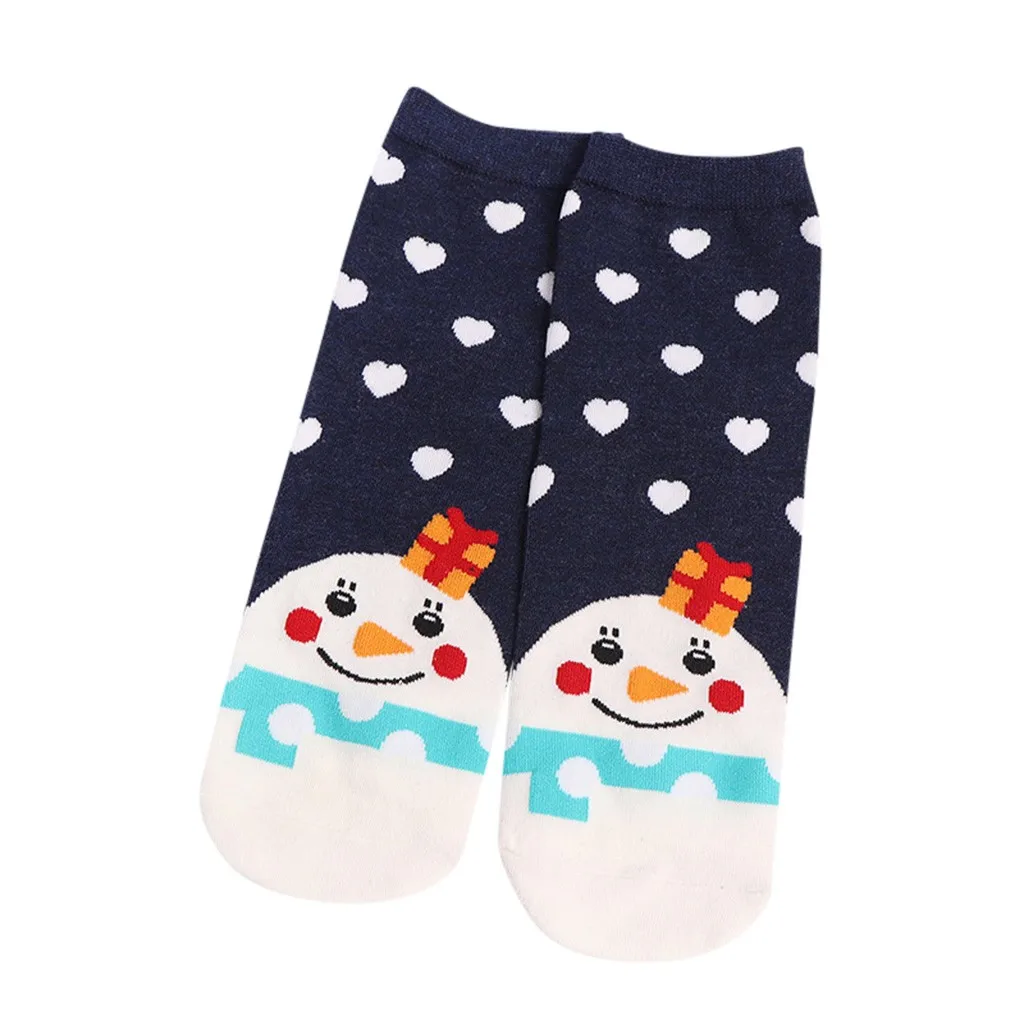 Рождественские женские носки с мультяшным принтом, милые длинные носки средней длины, повседневные носки, домашние носки-тапочки, осенние женские носки, носки женски - Цвет: Navy