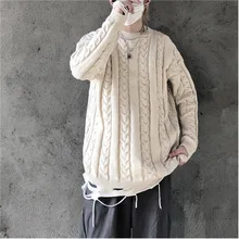 Мужской свитер Новинка Осень Тонкий ретро Универсальный вязаный свитер с длинными рукавами свободные повседневные с круглым воротником модная Молодежная мужская одежда