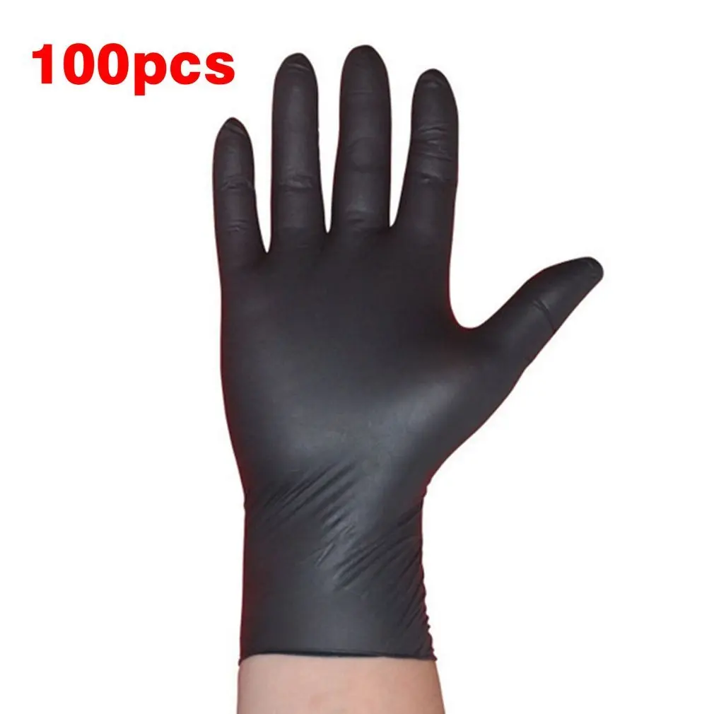 LESHP 100 шт./компл. Бытовая Чистка стирка одноразовые перчатки Механика черная нитриловая лаборатория дизайн ногтей анти-статические перчатки