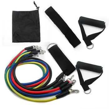 

11PCS/SET Fitness Resistance Bands Set Gym Equipment Elastic Workout Physical Training At Home belt men and women Pull Rope Tube
