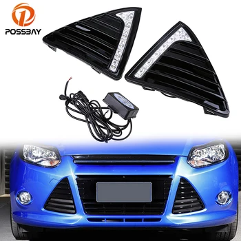

POSSBAY Car Front Bumper Daytime Running Light Front Grills for Ford Focus Sedan/Hatchback/Turnier(DYB) 2011-2014 Pre-facelift