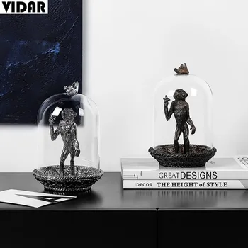 

VIDAR Nordic Style Monkey Glass Cover TV Soft Decoration Entrance Living Room Shop Gift Resin Craft Decoration