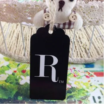 

7000pcs design logo Free Shipping Custom Logo Tag & card Garment Tag Hang Tag Two Sides Black Printting Clear Label Custom Logo