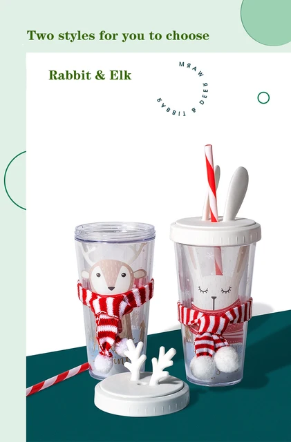 Zerodeko Plastic Straws Holiday Kids Mug Xmas Layer Supplies Cute