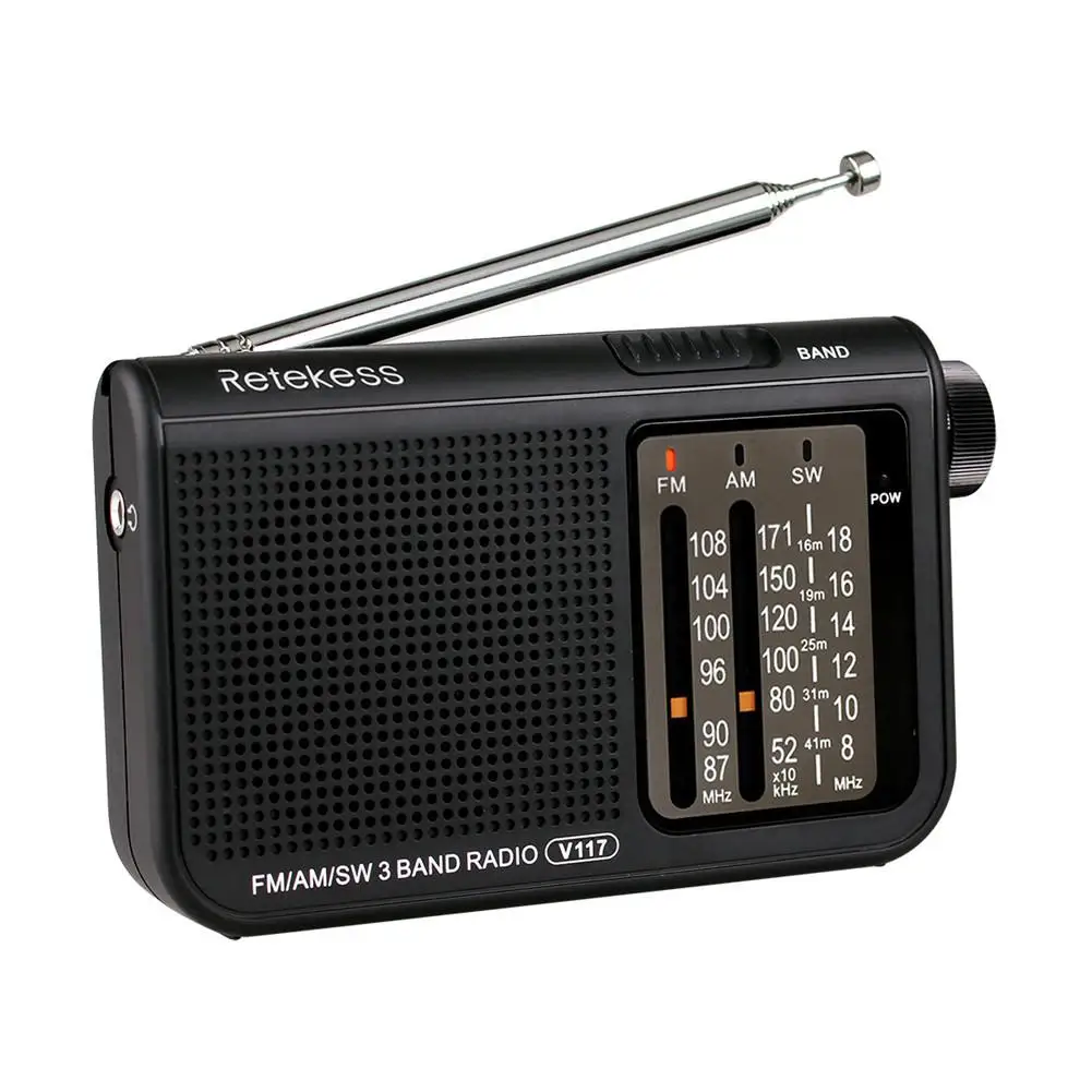 

2019 Newest V117 FM AM SW Radio Analog Radio Transistor AM FM Portable Radio Battery Powered Operated