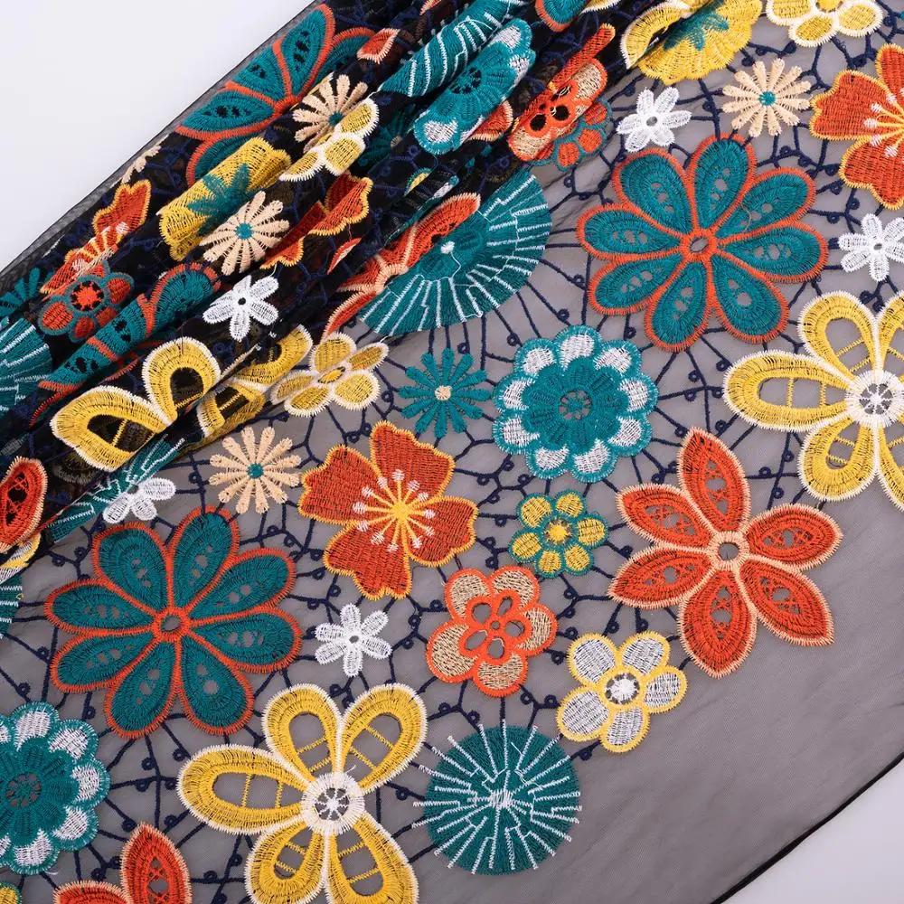 

Кружевная ткань Cusack 100x135 см, сетчатый вышитый цветок для женских платьев, швейная нить, Водорастворимая, «сделай сам», 2 модели