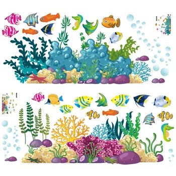 

2Pcs Creative Underwater World Stickers Decorative Decals Wallpaper Wall Stickers for Children Room