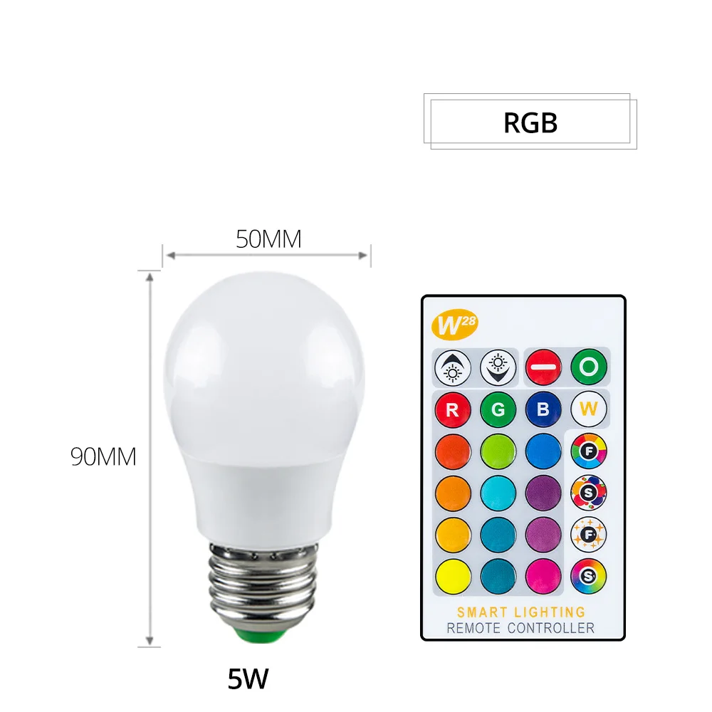 Диммируемая 16 цветов сменная E27 светодиодный RGB лампа 5 Вт 10 Вт 15 Вт 85-265 в RGB Светодиодный светильник с ИК-пультом дистанционного управления для украшения дома - Испускаемый цвет: 5W RGB