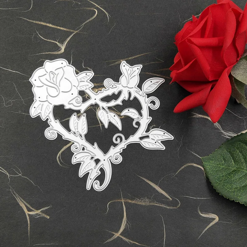 Heart Frame Rose Flower Embossing Metal Cutting Dies Kscraft Die Cuts for Card Making Scrapbooking Valentine's Day Die Cuts