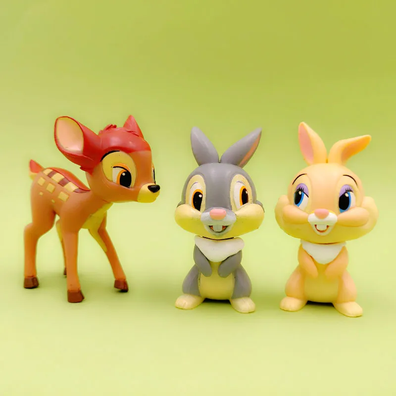 Персонаж Фильма Bambi 3 шт./компл. Thumper кролик ПВХ экшн игрушечная фигурка-модель детский коллекционный набор с коробкой 9,5 см