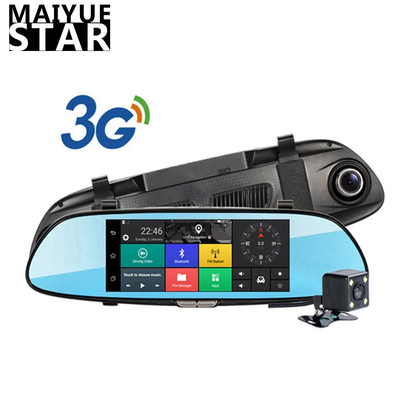 Maiyue star 7inch Android5.0 3G car DVR touch cam rearview mirror sprint dash camera GPS navigation Bluetooth dual lens recorder |