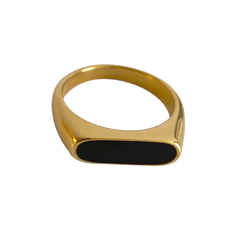 Peri'sBox 3 Designs Black Enamel Abstract Body Rings Textured Meteorite Irregular Rings for Women Vintage Titanium Steel Ring - Image 6