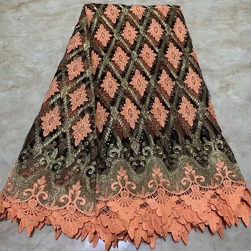 

2019 Latest Guipure Lace Cord Lace Embroiderey French African Cord Lace Fabric High Quality Nigeria Lace Fabric For Wedding B215