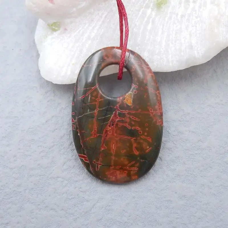 

Natural Stone Multi-Color Picasso Jasper Pendant Bead 43x29x6mm 12g