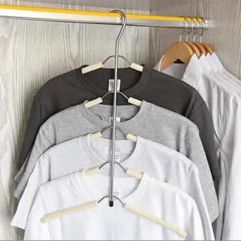 

1pcs Sponge Skid-proof Multi-layer Fishbone Type Clothes Storage Hanger Stainless Steel Multi-functional Wardrobe Support Hook