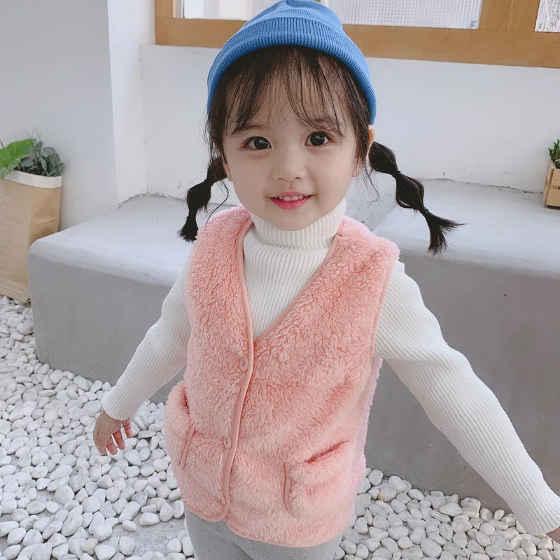 

2019 Winter New 12m-4t Baby Vest Children Keep Warm Soild Baby Girls Lint Jacket Vest Baby Waistcoat Cardigan Clohting