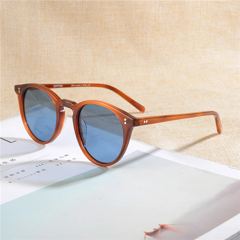 Amber VS Blue Унисекс, Ретро стиль, бренд солнцезащитных очков Oculos De Sol овальные круглые O Малли солнцезащитные очки OV5183 солнцезащитные очки с оправой, Очки О 'солнцезащитные очки - Цвет линз: Amber VS Blue