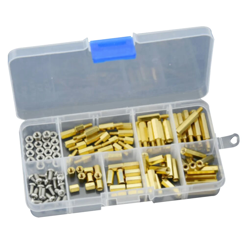 120pcs M3 Hexagon Screw Nut Gasket Combination Single And Double Head Copper Stud Boxed Mixed Household Hardware Accessories |