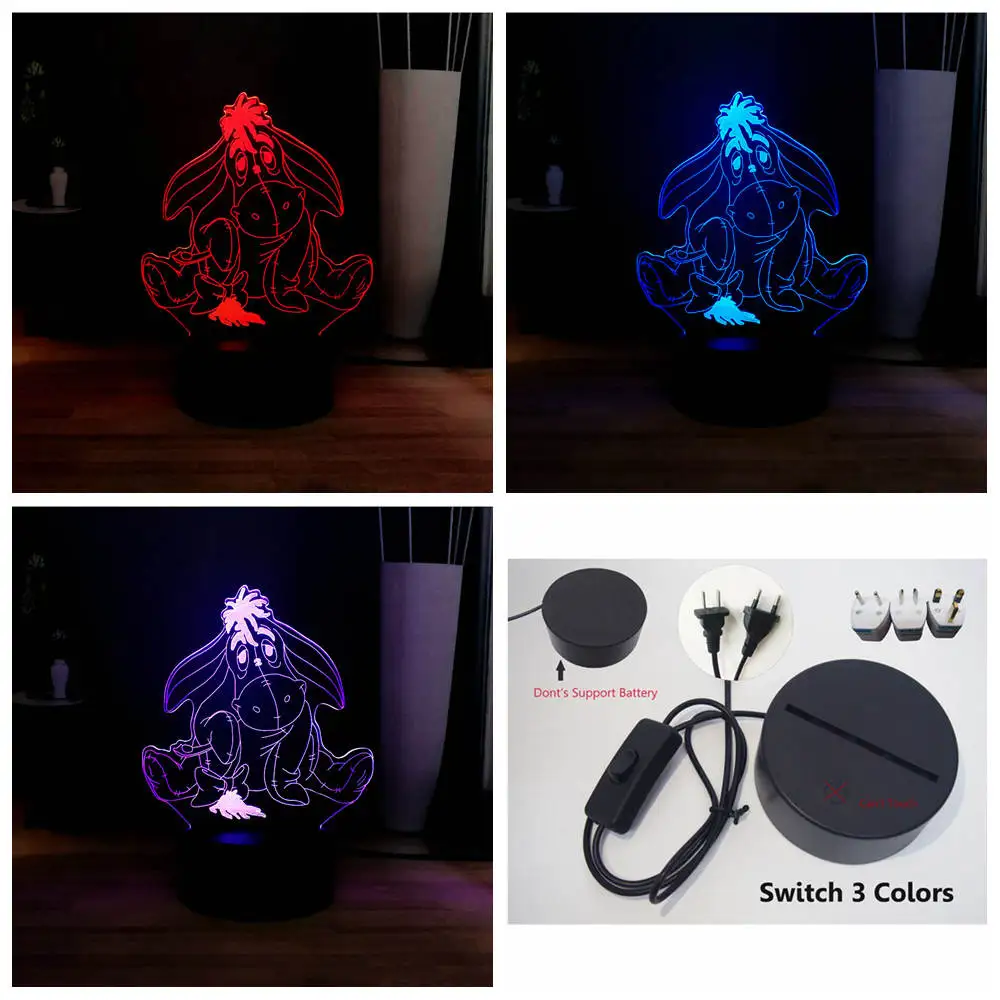 Switch One 3 Color Дропшиппинг милый ИА RGB многоцветный 3D оптическая лампа Пух медведь светодиодный ночной Светильник для сна Детский праздник день рождения Рождественский подарок - Испускаемый цвет: Switch One 3 Color