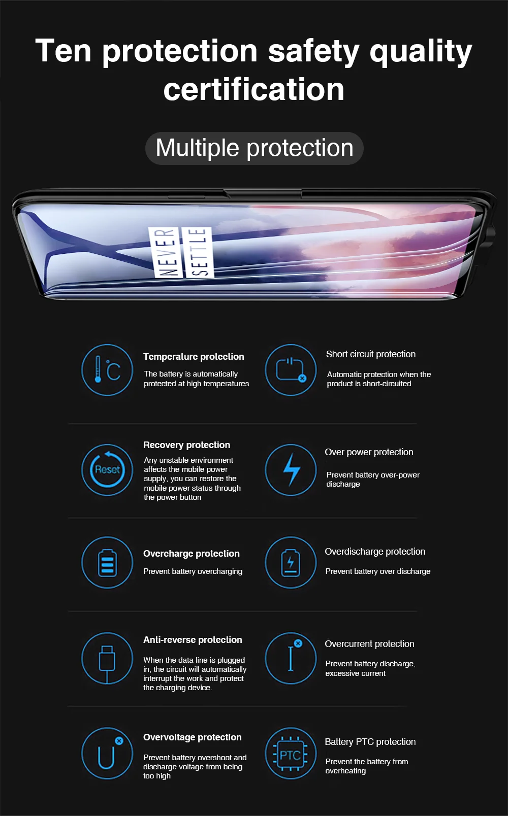 6500 мАч чехол для зарядного устройства для Oneplus 7 T Расширенный резервный внешний аккумулятор чехол для зарядки для One Plus 7 T OnePlus 7 T