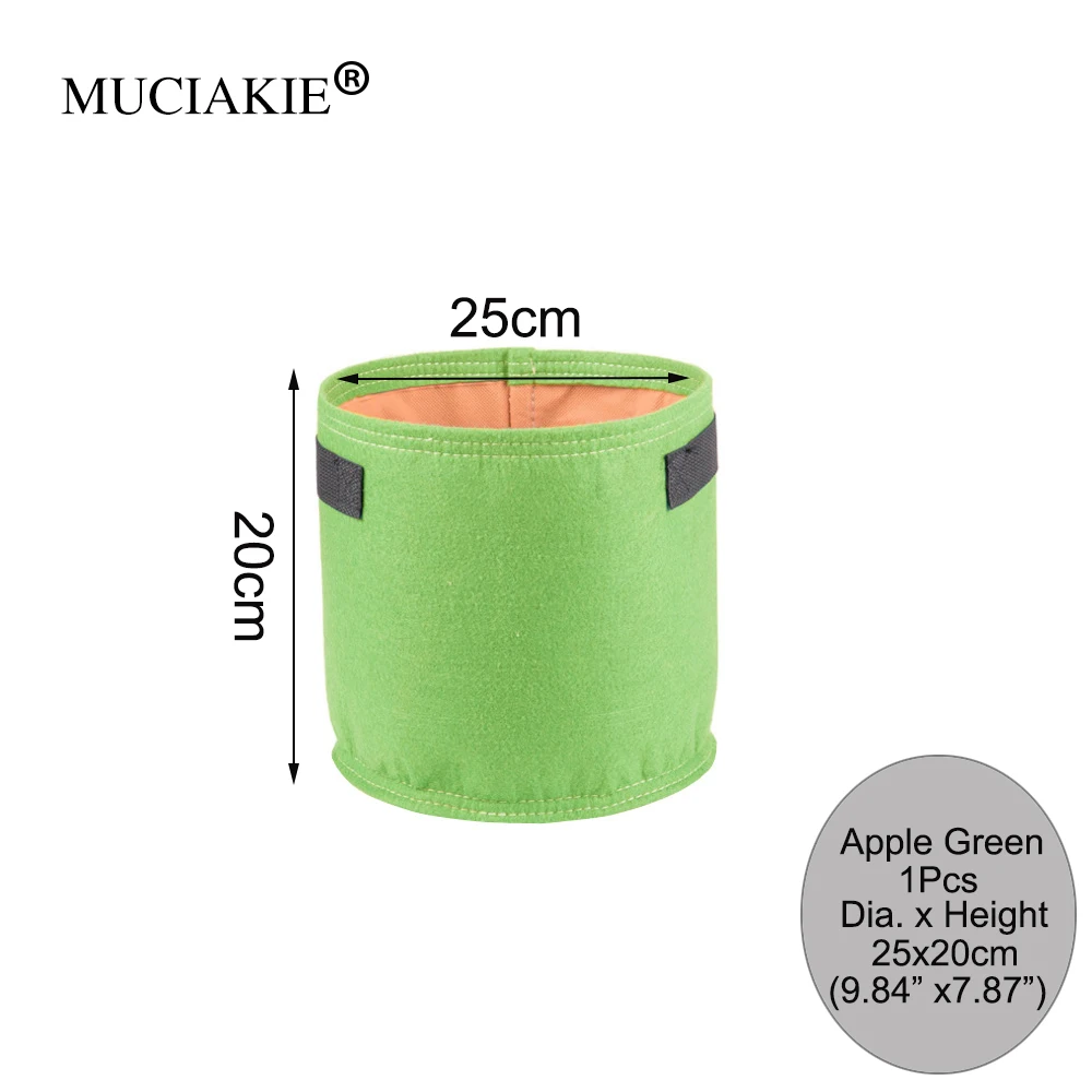 MUCIAKIE, 1 шт., 25x20 см, 3 галлона, тканевые сумки для выращивания, дышащие горшки для цветов, мешок для корня, контейнер для растений, умные горшки