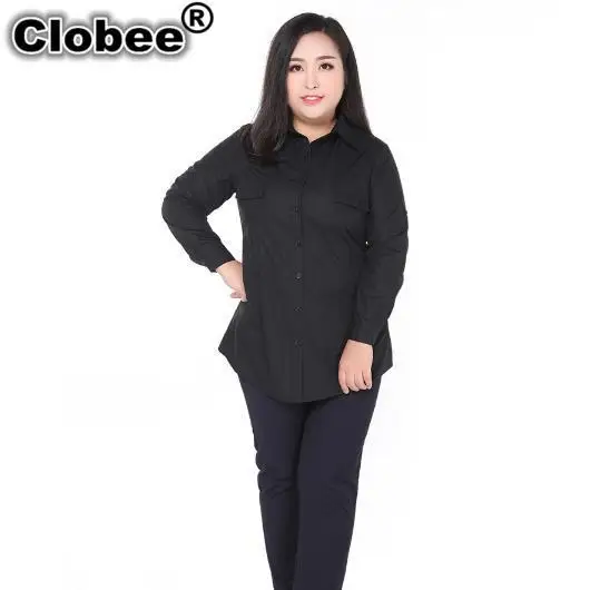 9XL 8XL 7XL 6XL 5XL vetement femme женские рубашки 2019 офисные Формальные Блузки Рубашки черные