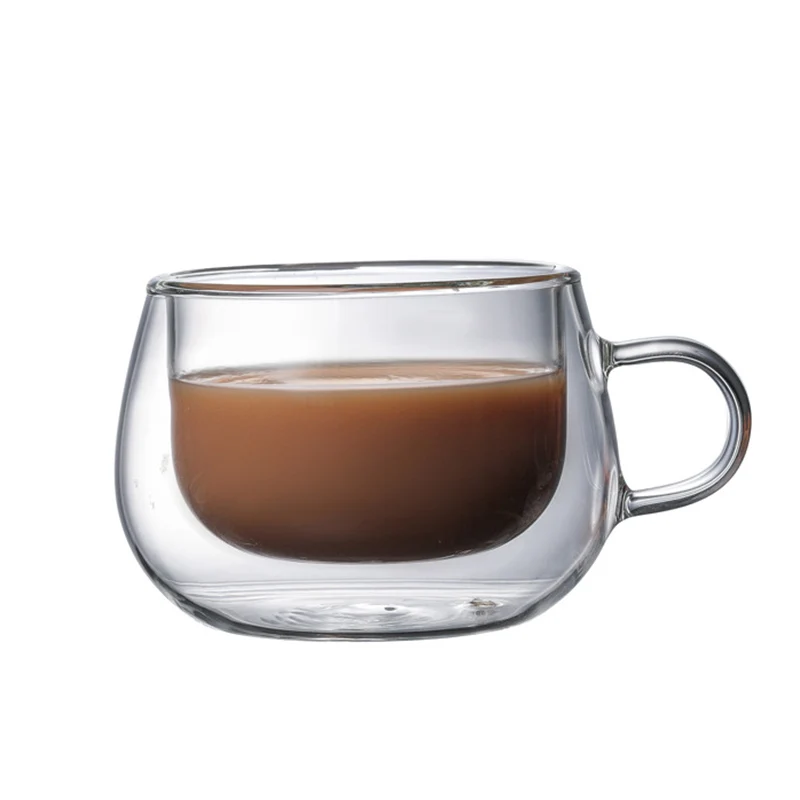 

Double-layer Transparent Heat Resistant Glass Coffee Cup with Handle glass cup