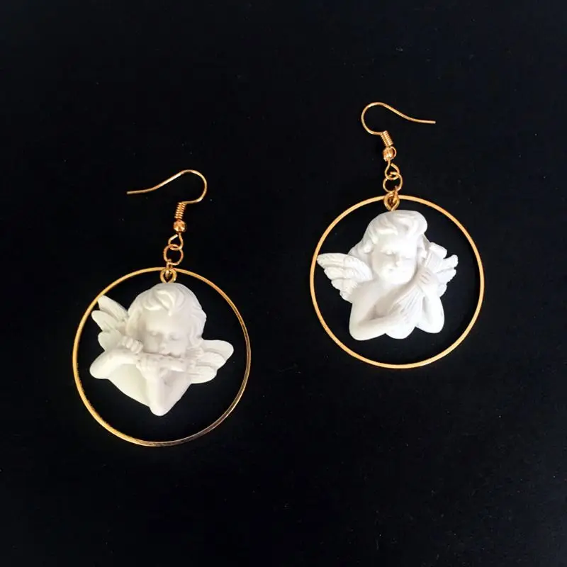 

Gypsum Cupid Angel Pendant Drop Earrings Angel Wings Dangle Earrings For Women