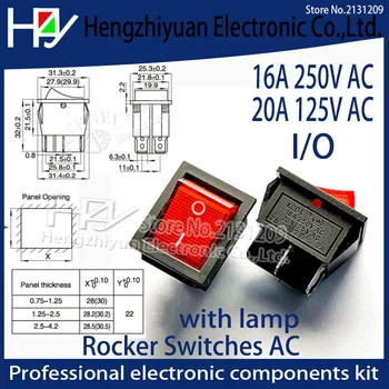 

Hzy 2Pcs/Lot Red 4 Pin Light On/off Boat Button Switch 16A 250V AC AMP 20A125V AC With lamp Rocker Switches AC