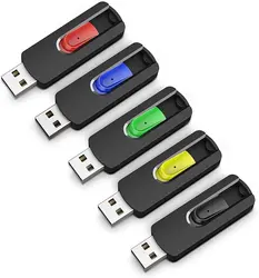 TOPESEL – clé USB 2.0 rétractable, 5 pièces, lecteur Flash coloré (rouge, bleu, vert, jaune, noir) 