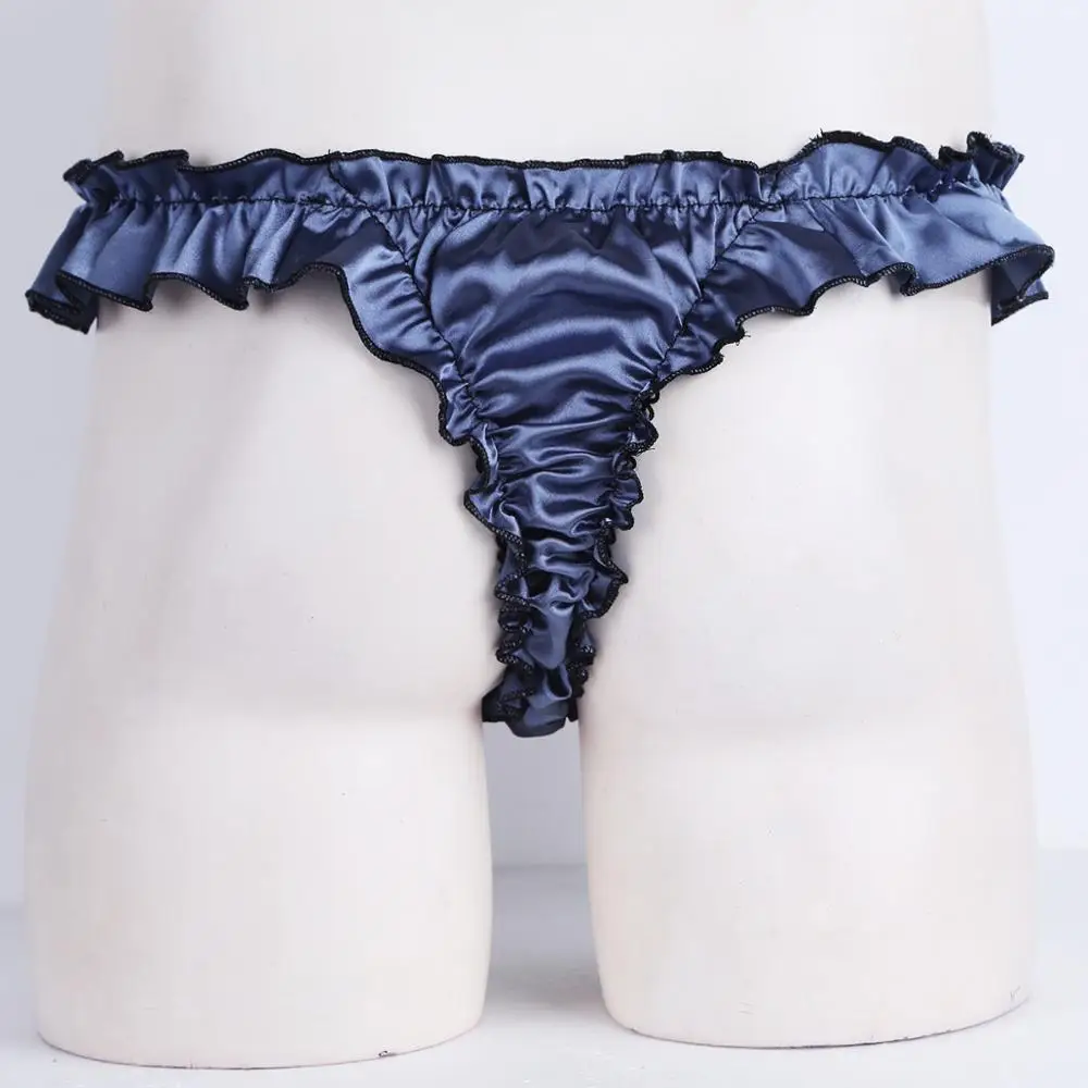 Hot Sale Sexy Men Satin Underwear T Back Sissy Panties Grid Thong Seamless Enhance Pouch Gay Bikini Briefs Pants Male Underpants