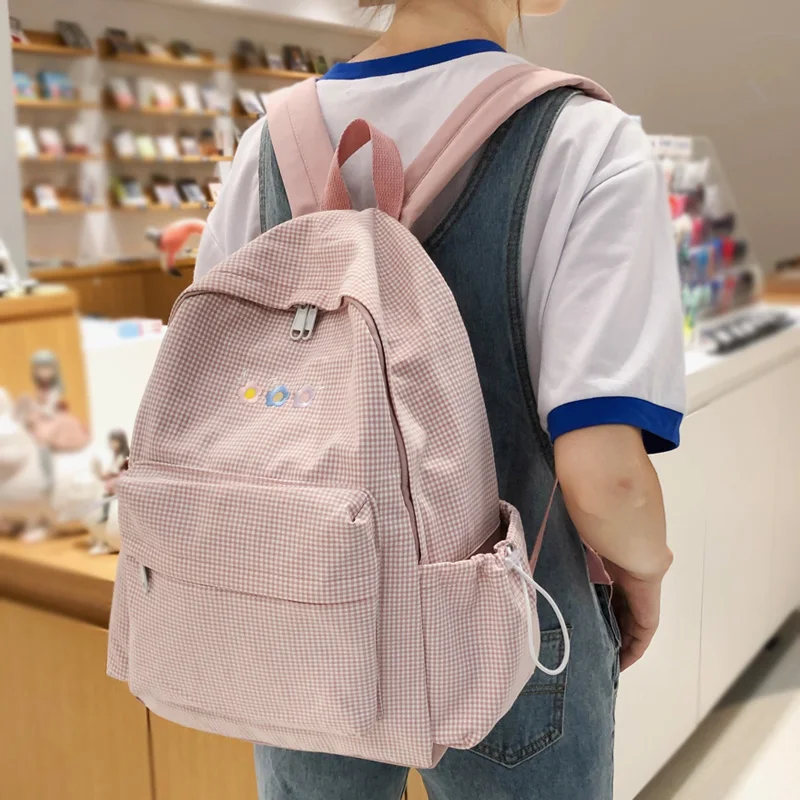 DIFA New Waterproof Nylon Women Backpack Female Multi-pocket Travel Bag College Schoolbag Transparent Pocket Laptop Backpack trendy sling bags