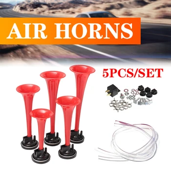 

5pcs/Set Air horns Trumpet with 12V Compressor universal for Car Boat Motorcycles 178db Loud Musical Air Horn