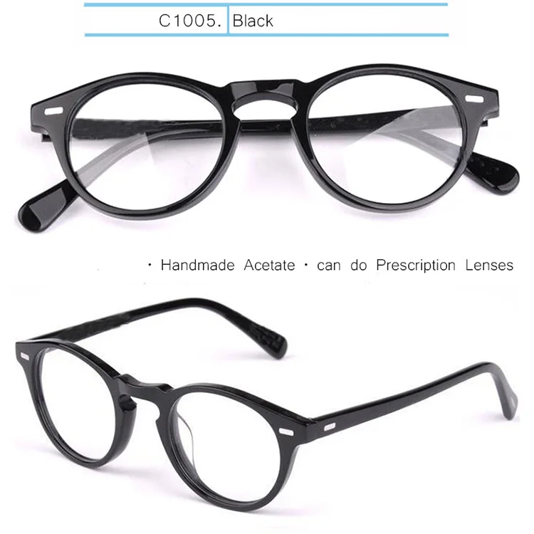 5186-Black-NO BOX IVSTA OV 5186 с логотипом Gregory Peck ацетатные очки женские круглые поляризованные солнцезащитные очки фирменный дизайн с коробкой Близорукость Оптические - Цвет оправы: 5186-Black-NO BOX