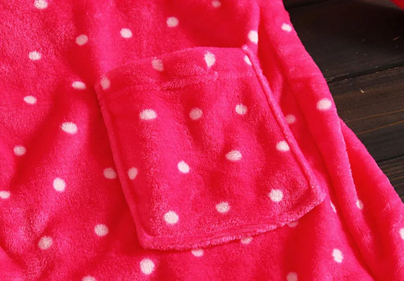 Сексуальный красный халат женская ночная рубашка с принтом в горошек фланелевый теплый пояс длинный рукав карман домашняя повседневная одежда для сна большой размер Pjs