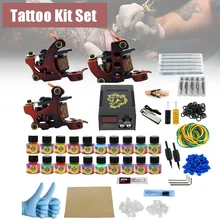 Полный комплект татуировки 3 тату-машинки 20 чернил комплект питания ручки боди-арт Инструменты Набор тату Перманентный макияж татуировки
