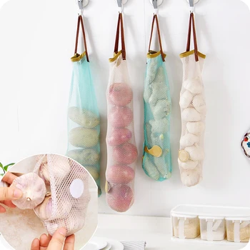 

Kitchen Onion Potato Storage Bag Hanging Mesh Bags Kitchen Garlic Ginger Garbage Trash Storage Bag Organizer