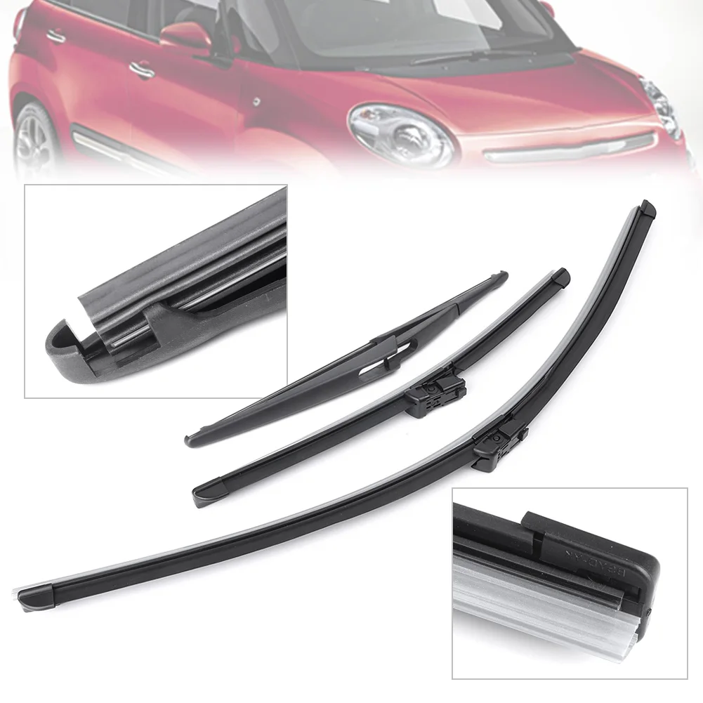 2Pcs Front + 1Pcs Rear Window Windshield Wiper Blades Bracketless for