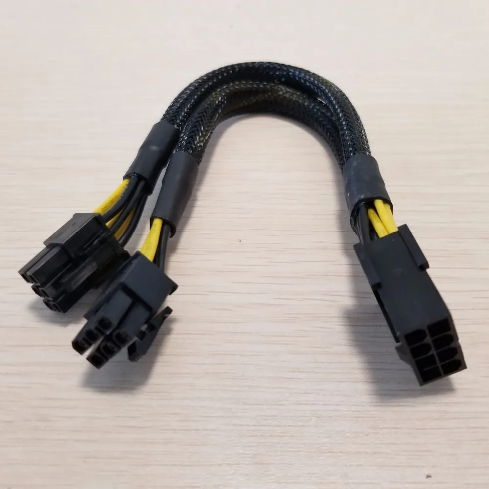 

10pcs/lot PCI-E PCIe Graphics Card Video Card Dual 6Pin Power Cable 8Pin to 2 Port 6Pin Powered Sleeved Cord 18AWG Wire PC DIY 2