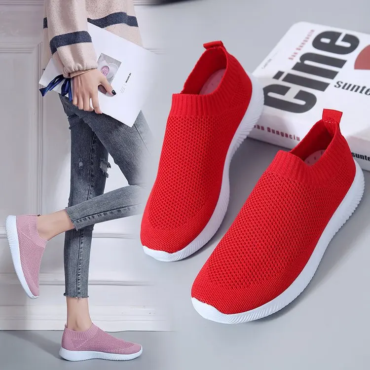 

2020 Spring Hot Selling Large Size Fly Woven 35-43 Slip-on Breathable Gauze Shoes WOMEN'S Casual Shoes