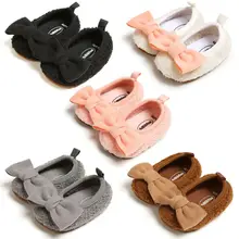 Baby Casual Shoes Toddler Girl Boy Winter Warm Plush Fleece Infant Bow Soft Sole Shoes Toddler Prewalker Anti-slip Boots