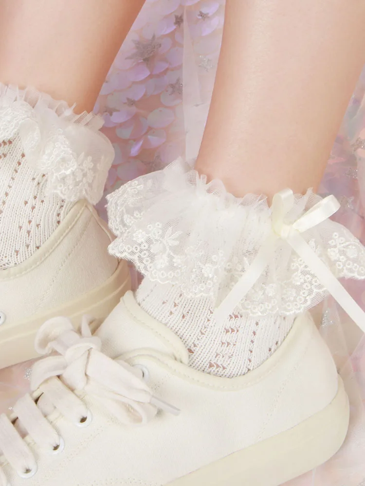 Японские кружевные носки Лолиты с вышивкой и большой бабочкой для девочек дышащие хлопковые носки женские носки для студентов