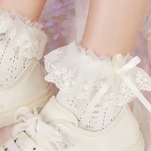 Японские кружевные носки Лолиты с вышивкой и большой бабочкой для девочек дышащие хлопковые носки женские носки для студентов