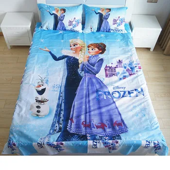

Disney Frozen Elsa Anna Pattern Bedclothes Bed Sheet with Ruffles Pillowcase Cartoon Flatsheet Kids Children Girls Bedding Sets