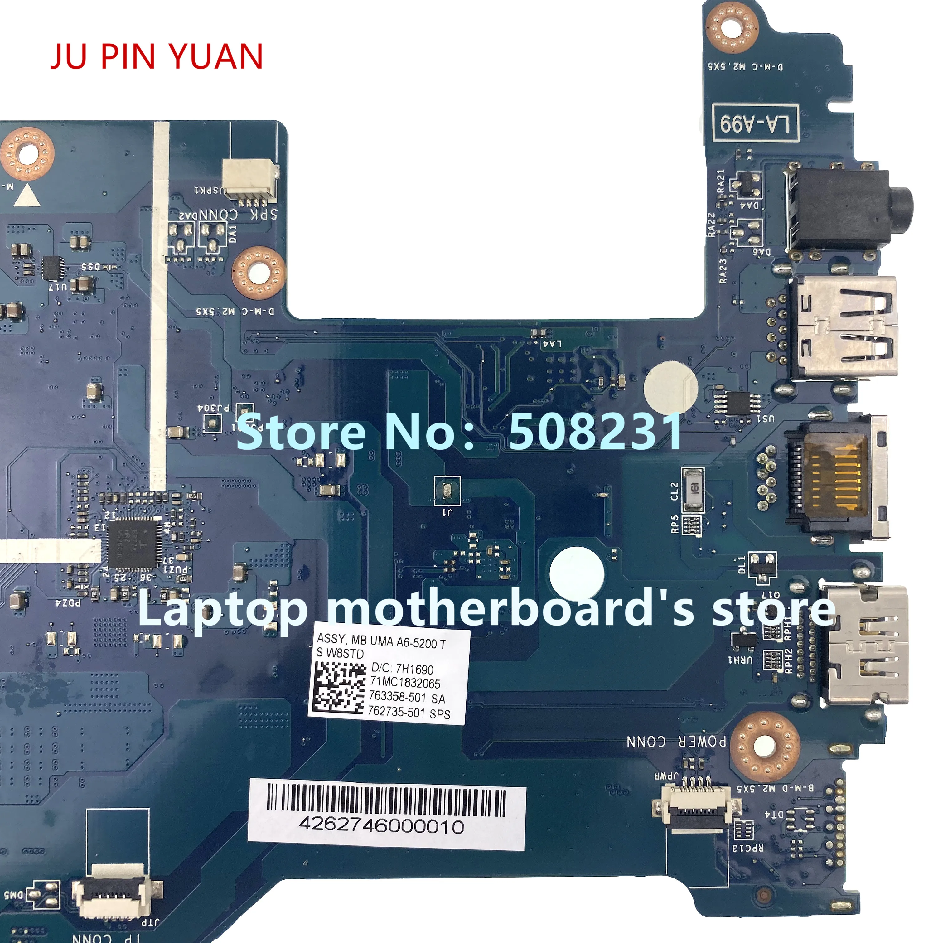 90% OFF  JU PIN YUAN For HP 15-G 15-Z Laptop Motherboard with A6-5200 LA-A996P 762735-501 762735-001 100% fu