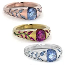 

Foydjew Hot Sale Jewelry Silver/Gold/Rose Gold Rings Inlaid with Gemstone Exquisite Tree Leaf Ring Personalized Simple Jewelry